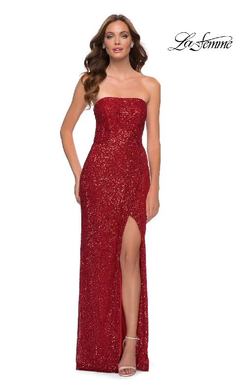 Evening Dress with Satin Ribbon and Crystals-La Femme 29681 Formal Prom Dress