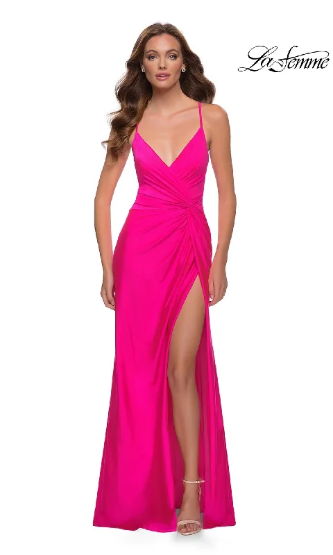 Evening Dress with Sparkling Sequin Skirt-La Femme 29870 Formal Prom Dress