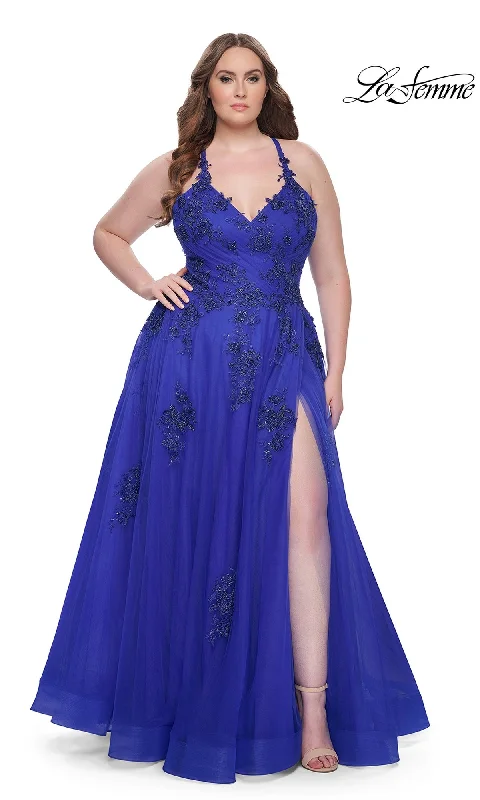 Evening Dress with Silk Bodice and Crystal-La Femme 31378 Plus-Size Formal Prom Dress