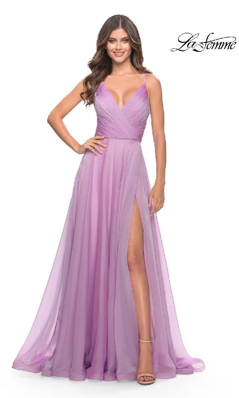 Evening Dress with Beaded Bodice and Crystal Layers-La Femme 31500 Formal Prom Dress