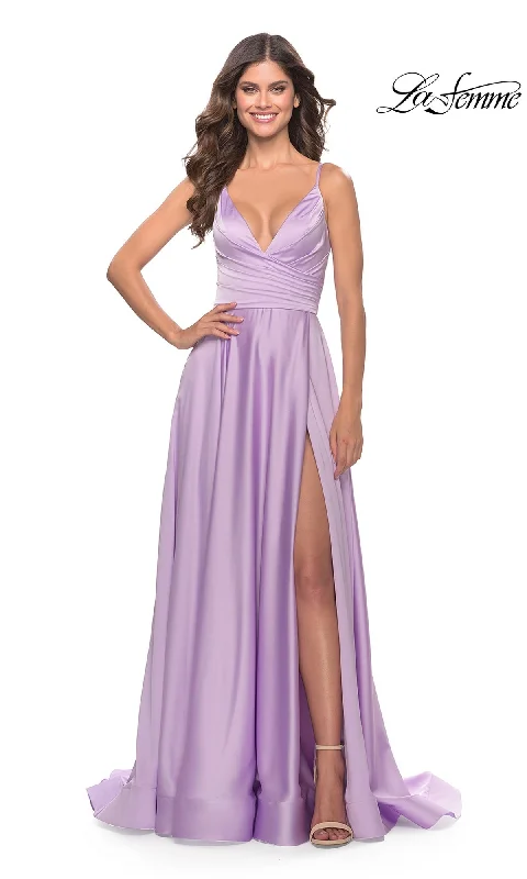 Evening Dress with Satin and Lace Trim-La Femme 31505 Formal Prom Dress