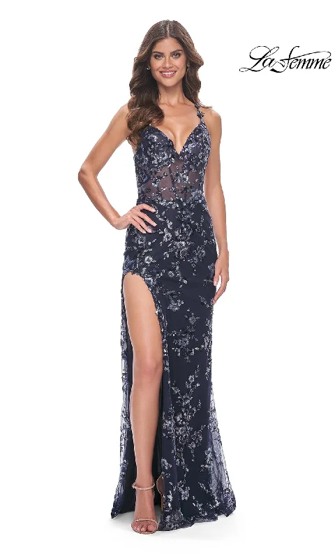 Evening Dress with Velvet Bodice and Tulle Skirt-La Femme 31916 Formal Prom Dress