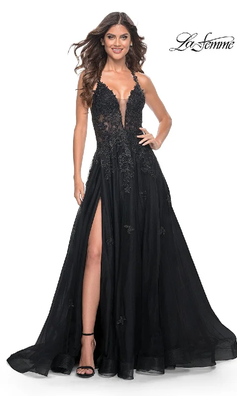 Evening Dress with Pleated Tulle Bodice-La Femme 32022 Formal Prom Dress