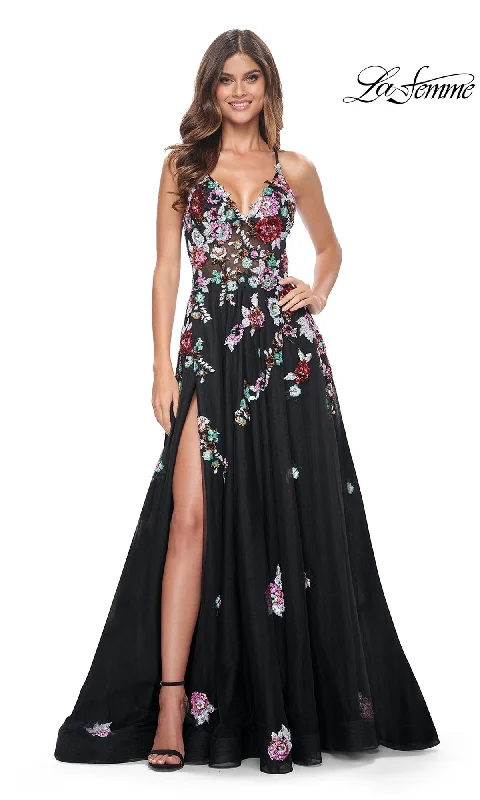 Evening Dress with Beads and Tulle Layers-La Femme 32051 Formal Prom Dress