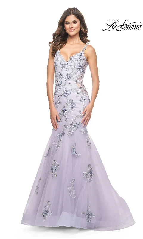 Evening Dress with Ruffled Silk Skirt-La Femme 32091 Formal Prom Dress