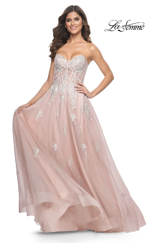 Evening Dress with Silk Bodice and Crystal-La Femme 32111 Formal Prom Dress