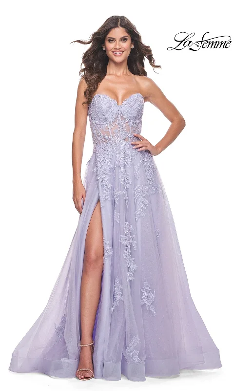 Evening Dress with Crystal Beads and Satin-La Femme 32145 Formal Prom Dress