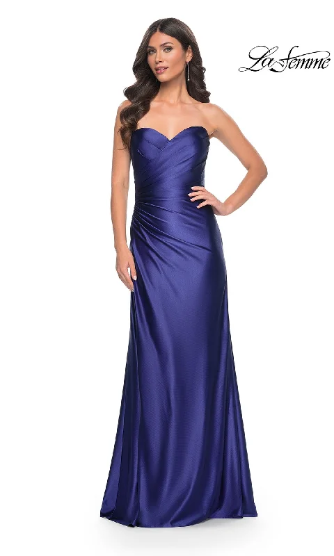 Evening Dress with Crystal and Satin Overlay-La Femme 32159 Formal Prom Dress