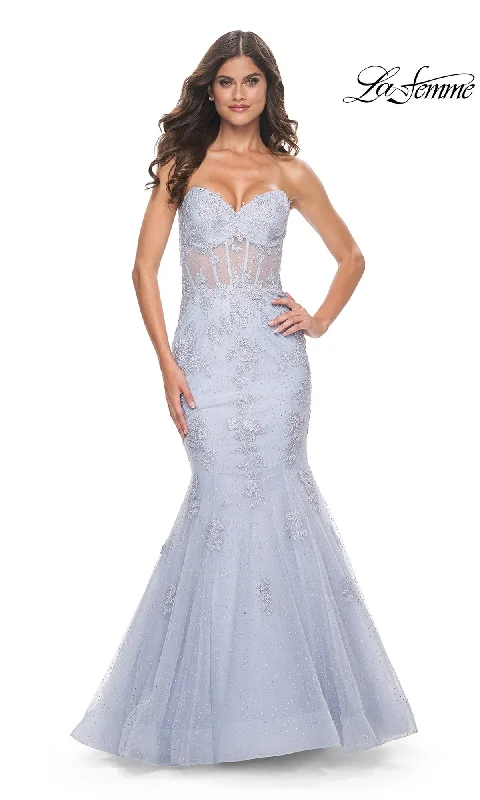 Evening Dress with Crystal and Lace Skirt-La Femme 32214 Formal Prom Dress