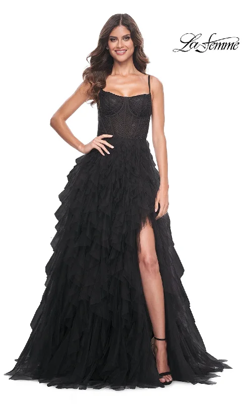 Evening Dress with Crystal and Silk Bodice-La Femme 32233 Formal Prom Dress