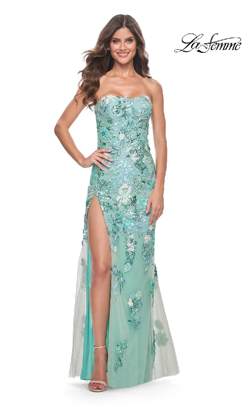 Evening Dress with Layered Silk Skirt-La Femme 32252 Formal Prom Dress