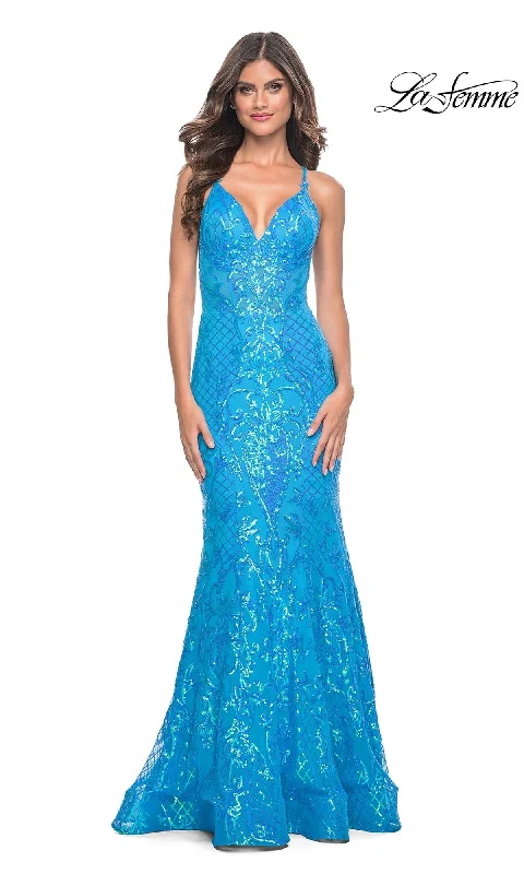 Evening Dress with Beaded Lace Applique-La Femme 32337 Formal Prom Dress