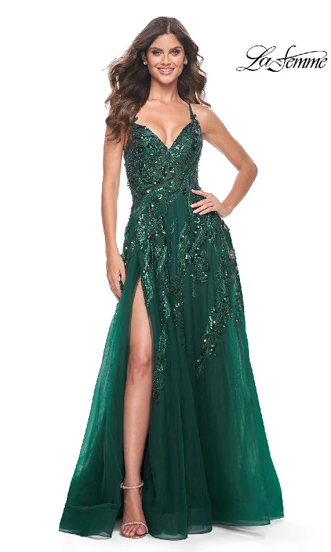 Evening Dress with Lace and Silk Bodice-La Femme 32346 Formal Prom Dress