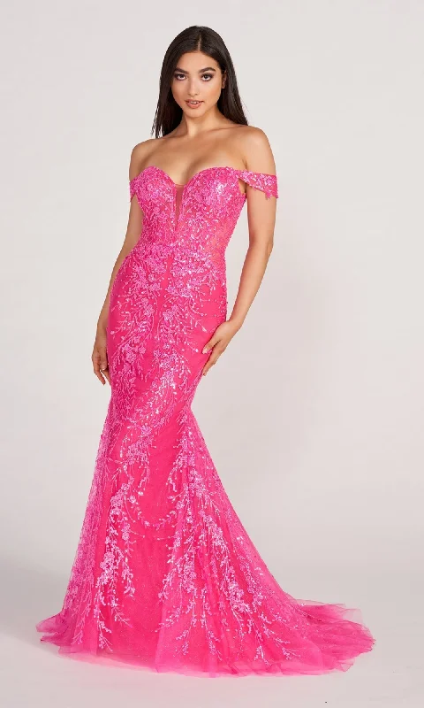 Evening Dress with High Slit-Off The Shoulder Lace Embroidered Prom Dress EW34007