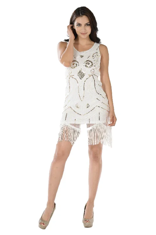 Short Sequined Flapper Fringe Dress by Poly USA 7848