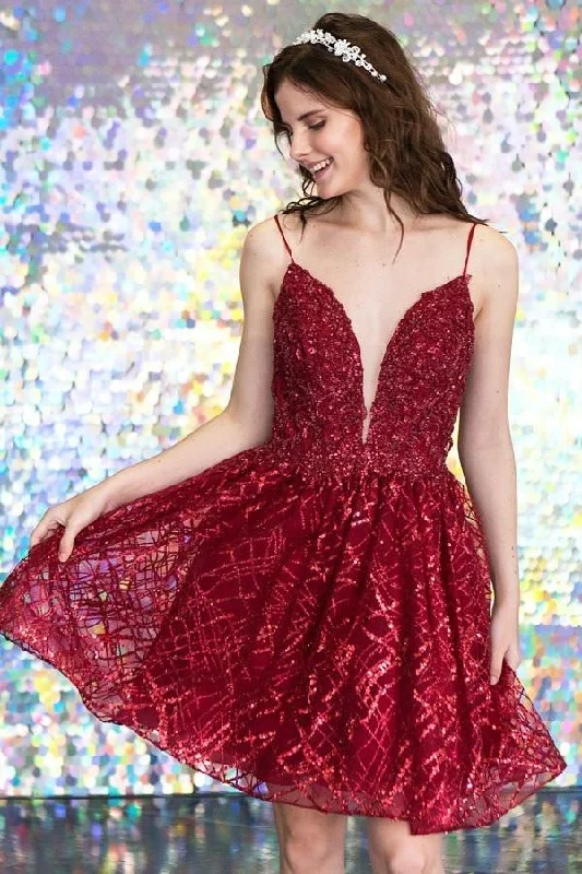 Short Deep Sweetheart Glitter Dress by Calla KY74028