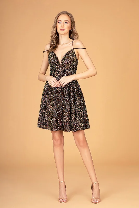 Short Sequin Cold Shoulder Dress by Elizabeth K GS3097