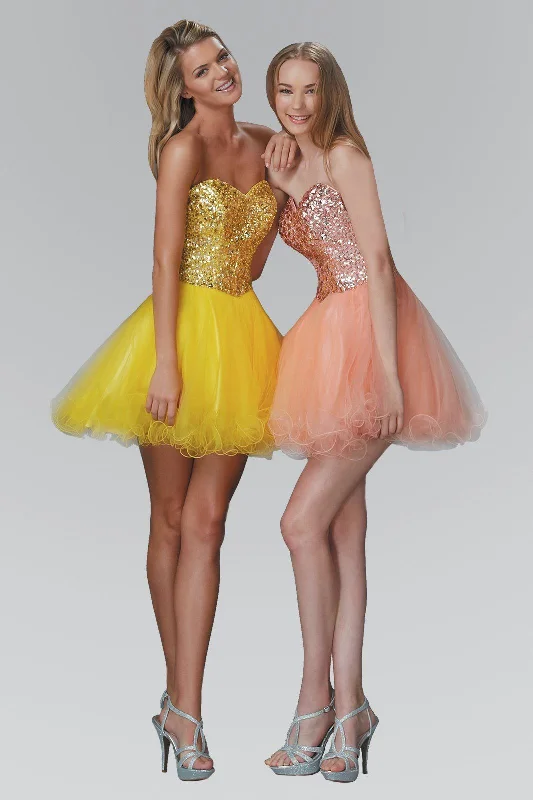 Short Strapless Dress with Jeweled Bodice by Elizabeth K GS2034