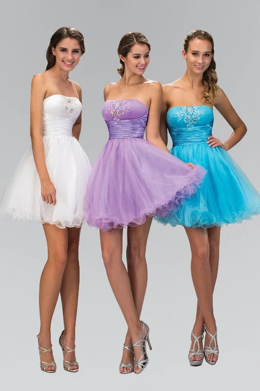 Stunning Tulle Long Party Dress-Short Ruffled Dress with Pleated Waistband by Elizabeth K GS1350