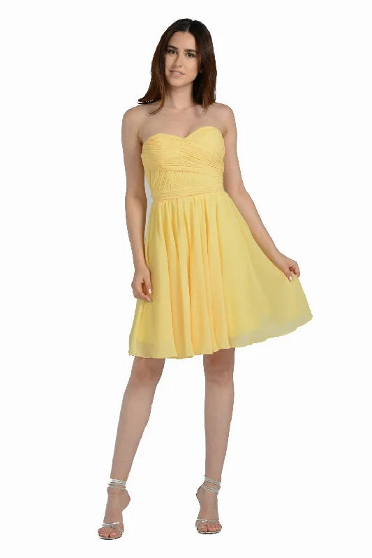 Ruched Short Strapless Sweetheart Dress by Poly USA 6744