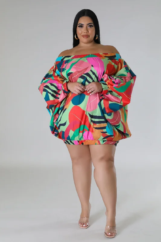 Mini Dresses with flattering waist-Days In The Tropics Dress