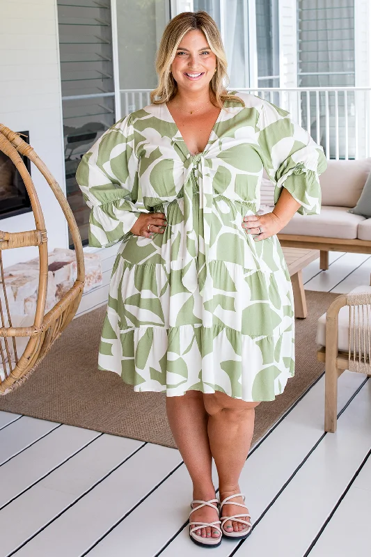 Mini Dresses for sweet charm-FINAL SALE | Maisie Dress Luna Print Sage