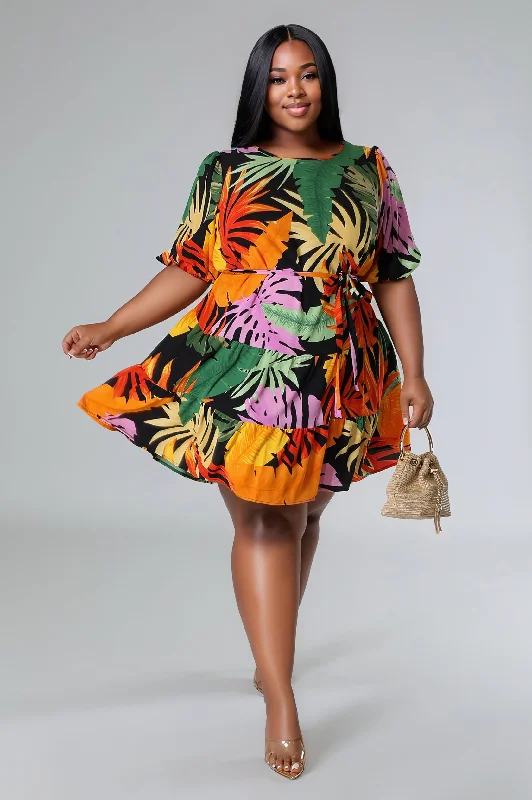 Mini Dresses for brunch style-Tropical Crush Dress