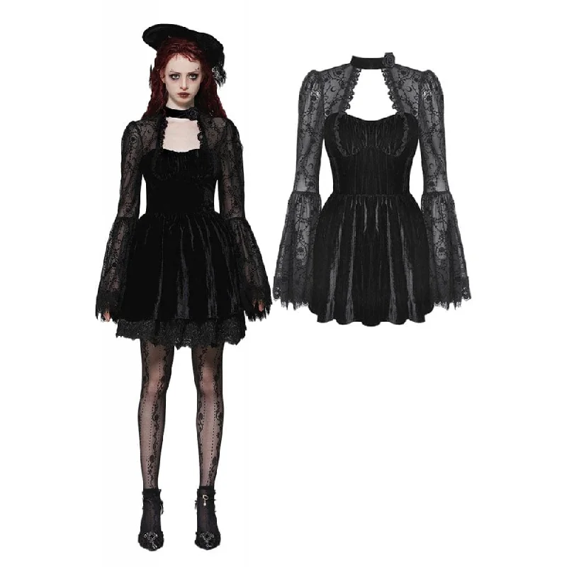 Mini Dresses for romantic nights-Women's Gothic Cut-out Lace Short Dress