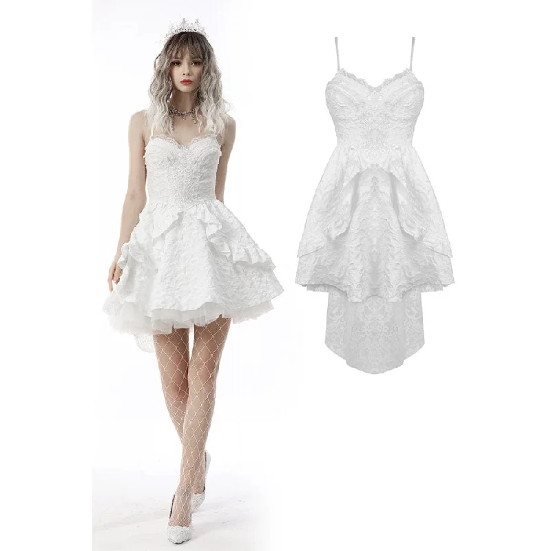 Mini Dresses with sporty vibe-Women's Gothic Floral High/Low Multilayer Jacquard Slip Dress Wedding Dress