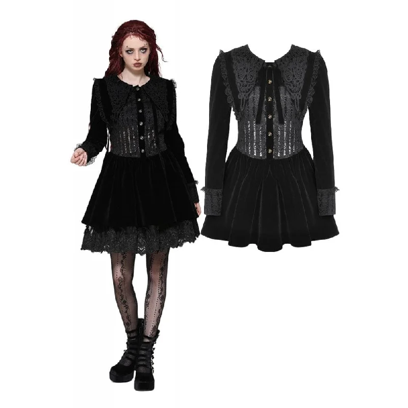 Mini Dresses for outdoor events-Women's Gothic Lace Velvet Short Dress