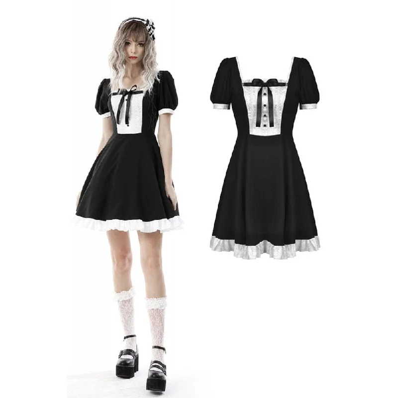 Mini Dresses for summer events-Women's Lolita Puff Sleeved Maid Dress Cosplay Costume