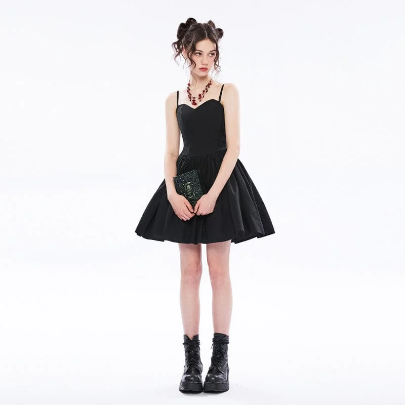 Mini Dresses for evening party-Women's Vintage Punk Black Little Dress