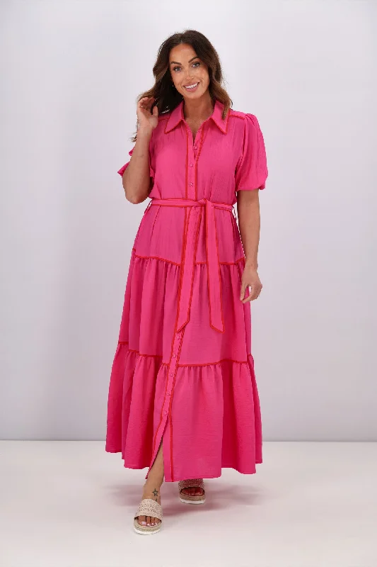 Maxi dresses with classic floral prints -Lillie & Mia Annabel Maxi Dress Hot Pink