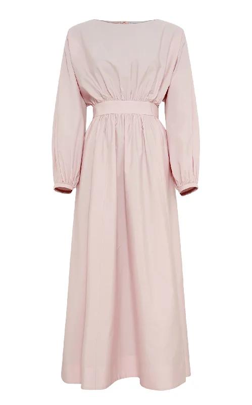 Maxi dresses for a formal holiday gathering -Ahmose Maxi Dress in Pale Blush Sea Island Cotton Poplin