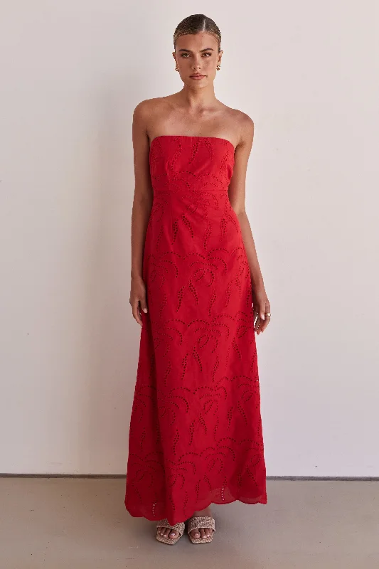 Maxi dresses for a luxurious dinner celebration -Angelica Maxi Dress (Red)