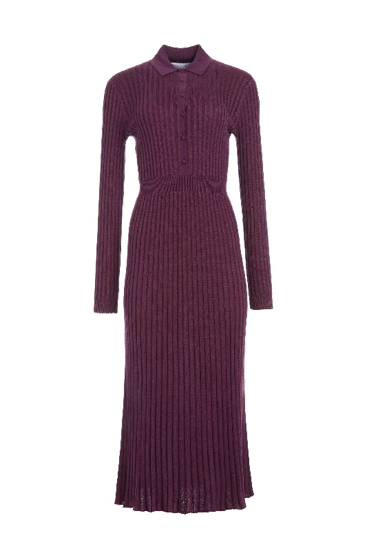 Maxi dresses with velvet finish -Ardor Knit Maxi Dress in Italian Plum Cashmere Silk