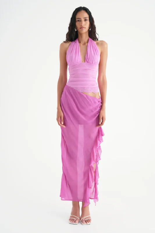 Maxi dresses with modern minimalist design -Penelope Halter Maxi Dress Pink