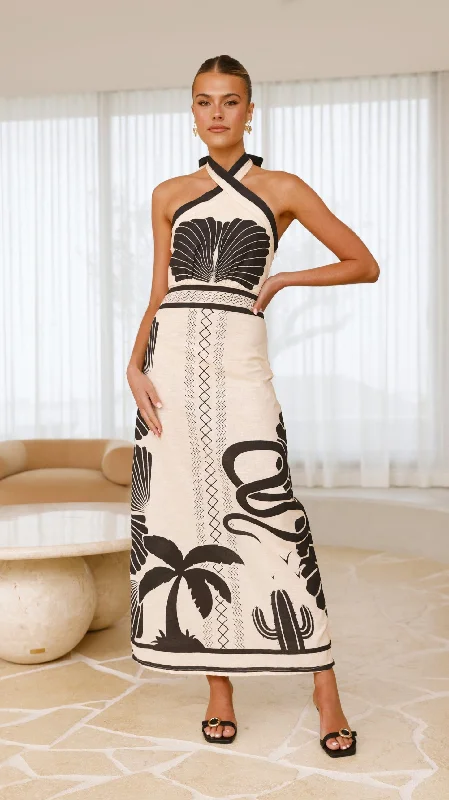 Maxi dresses with embroidered floral details -Boe Halter Maxi Dress - Palm Canyon