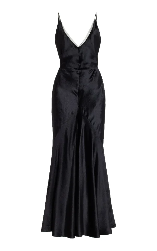 Maxi dresses for day parties -Brigita Slip Maxi Dress in Black Silk Velvet