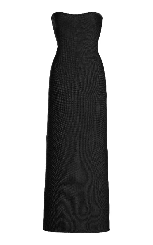 Maxi dresses with patterned fabric -Calderon Knit Maxi Dress in Black Merino Wool Cashmere