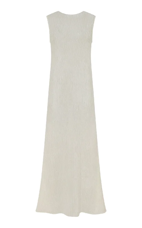 Maxi dresses for upscale garden receptions -Carling Maxi Dress in Ivory Plisse Silk