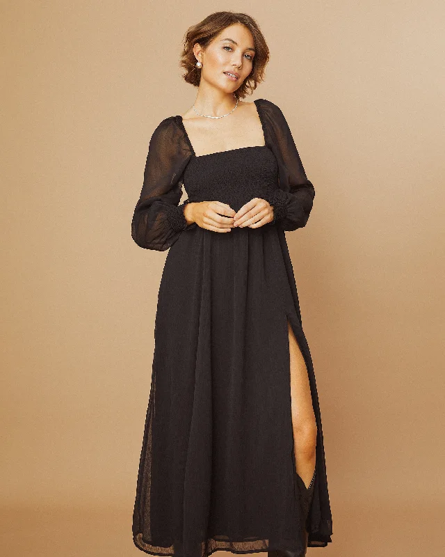 Maxi dresses for a luxurious dinner celebration -Classic Smocked Maxi Dress