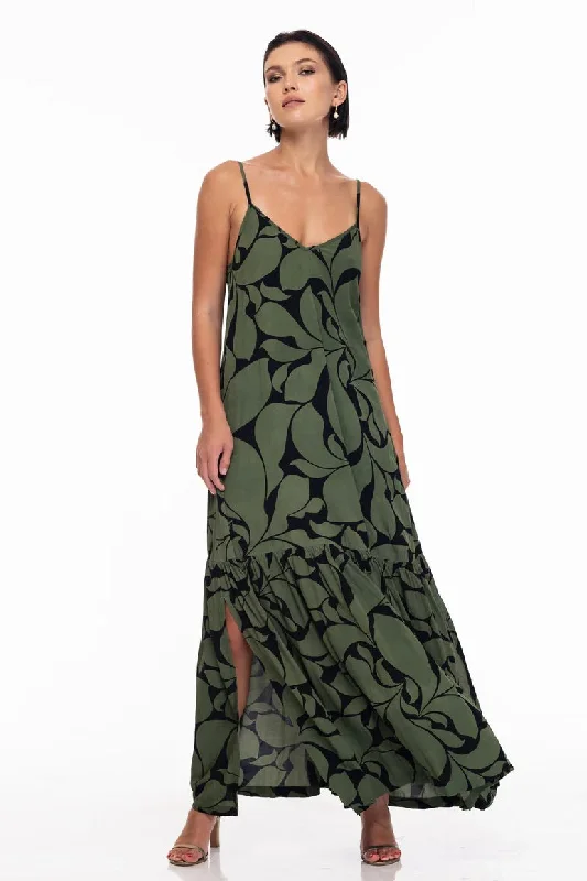 Maxi dresses with a sophisticated velvet finish -Dallas Black Forest Floral Print Maxi Dress