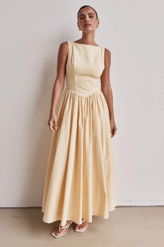 Maxi dresses with luxurious beaded detail -Devin Maxi Dress (Yellow)