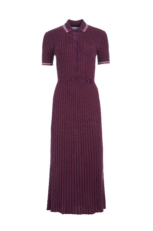 Maxi dresses for garden bridal showers -Eyot Knit Maxi Dress in Italian Plum Cashmere Silk