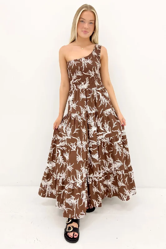 Maxi dresses for garden tea parties -Fleur Maxi Dress Cocoa Leaf