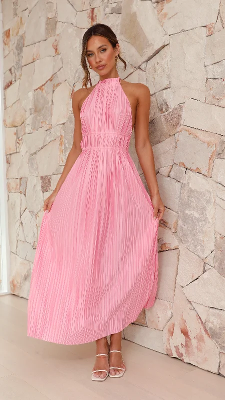 Maxi dresses with floral applique for bridal wear -Frances Maxi Dress - Pink