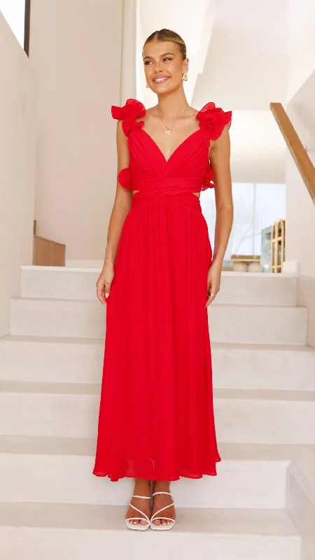 Maxi dresses for tropical honeymoon destinations -Galilhai Maxi Dress - Red