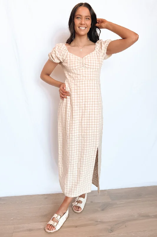 Maxi dresses for intimate birthday dinners -Georgette Maxi Dress Oatmeal