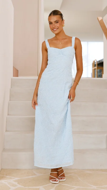 Maxi dresses with layered ruffles -Gianna Maxi Dress - Blue Lace